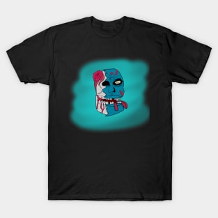 Neon blue zombie head with brain T-Shirt